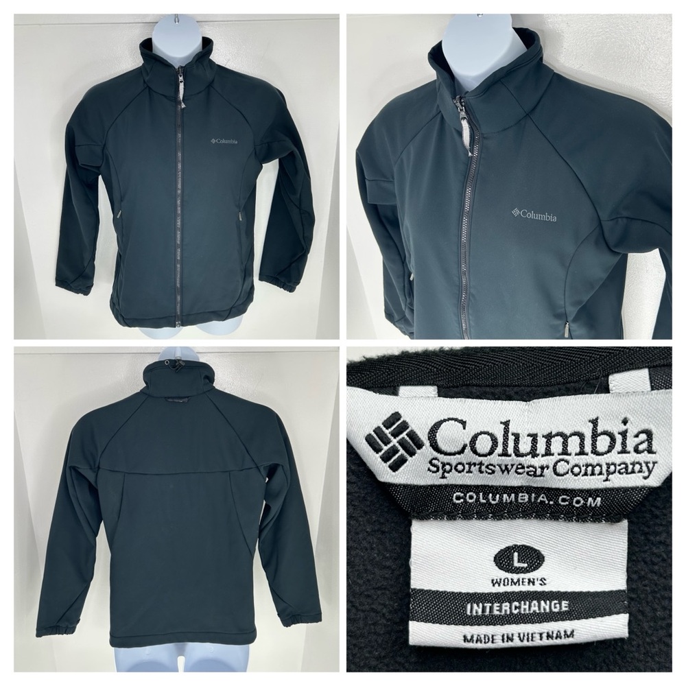 Columbia‎ Interchange Womens Softshell Fleece Lined Jacket Size Large Black